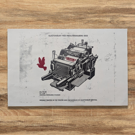 2025 HEIDELBERG DOVE GLASTONBURY FREE PRESS POSTER