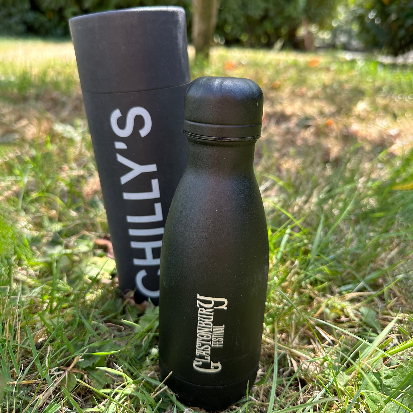 GLASTONBURY CHILLY’S KIDS BLACK LOGO BOTTLE