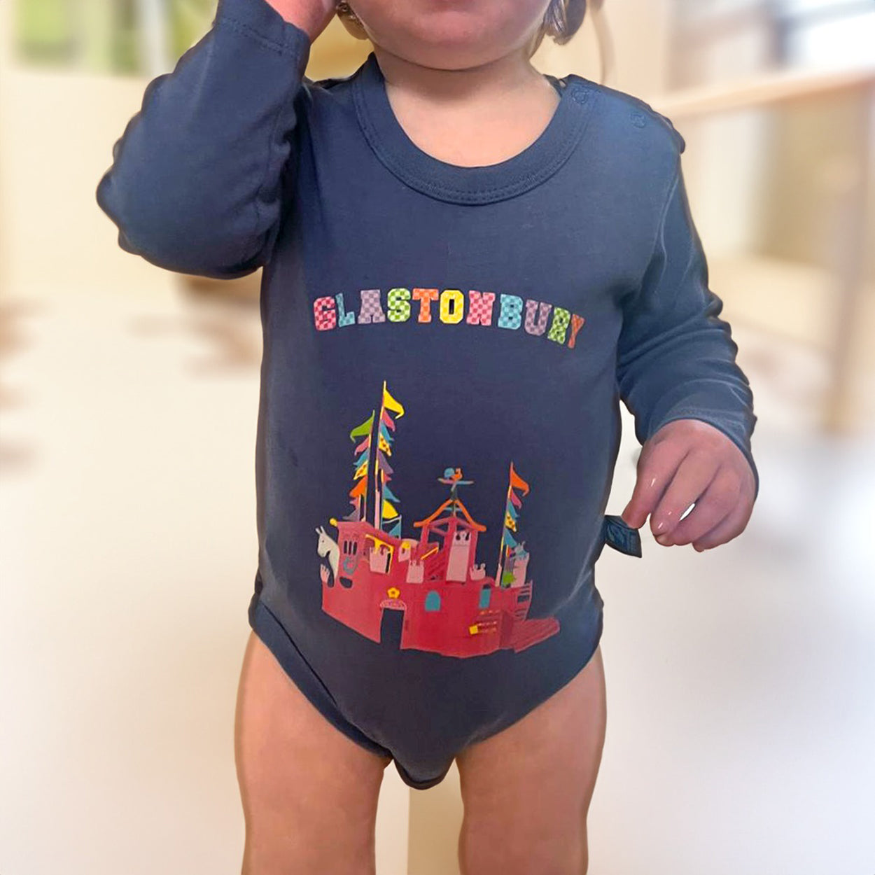 KIDS PINK CASTLE BABIES LONG SLEEVE BODYSUIT (MADE WITH FAIRTRADE COTTON)