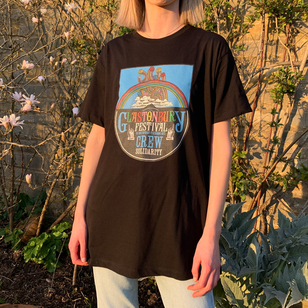 GLASTONBURY 2021 CREW SOLIDARITY BLACK T-SHIRT