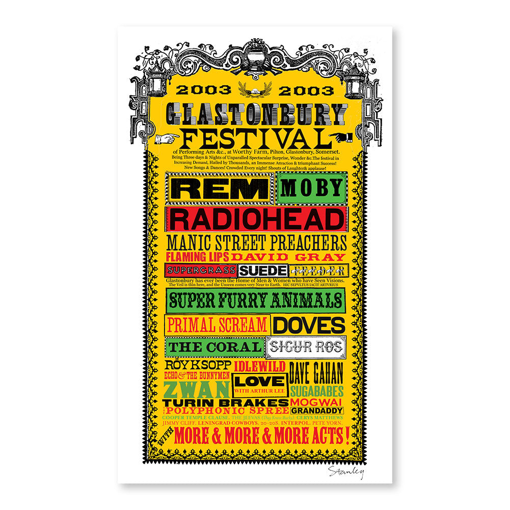 2003 Stanley Donwood Line-Up Poster