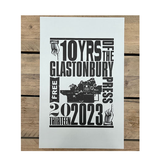 2023 MONO 10 YEARS OF THE GLASTONBURY FESTIVAL FREE PRESS POSTER