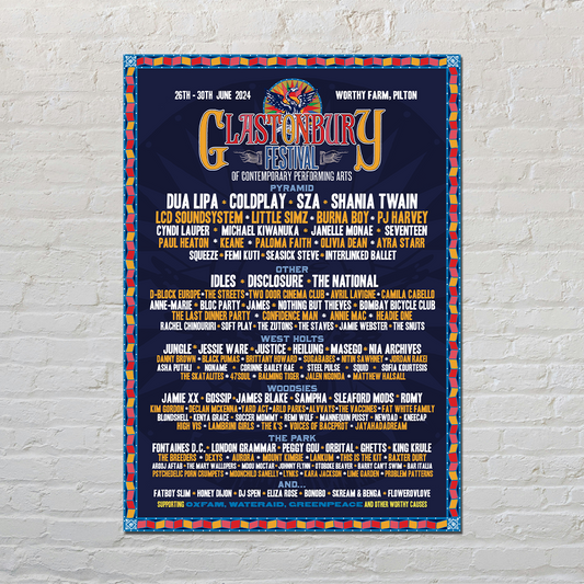 2024 Glastonbury Stanley Donwood Line-Up Poster