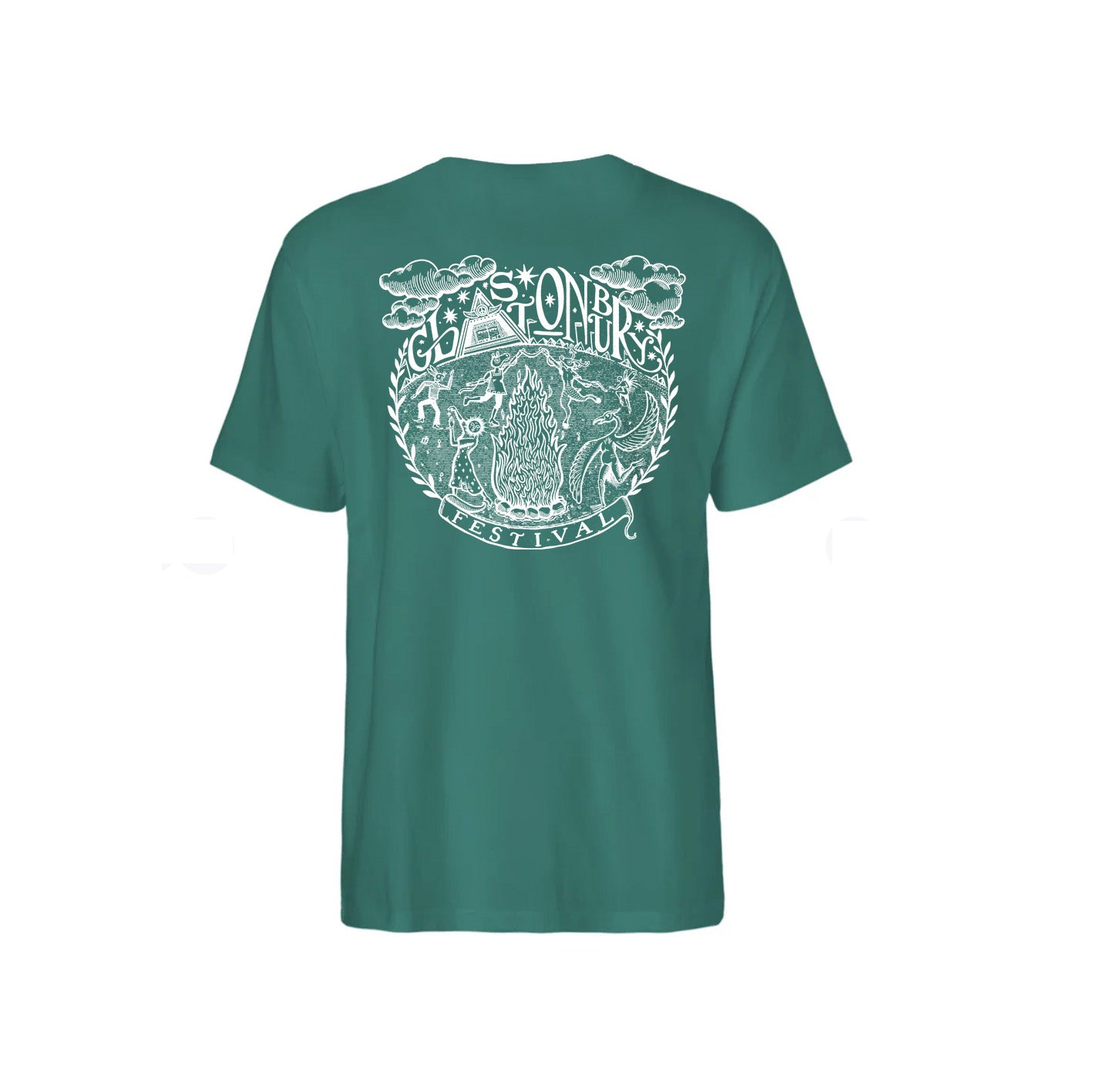 TEAL GLASTONBURY FOLK T-SHIRT (MADE WITH FAIRTRADE COTTON)