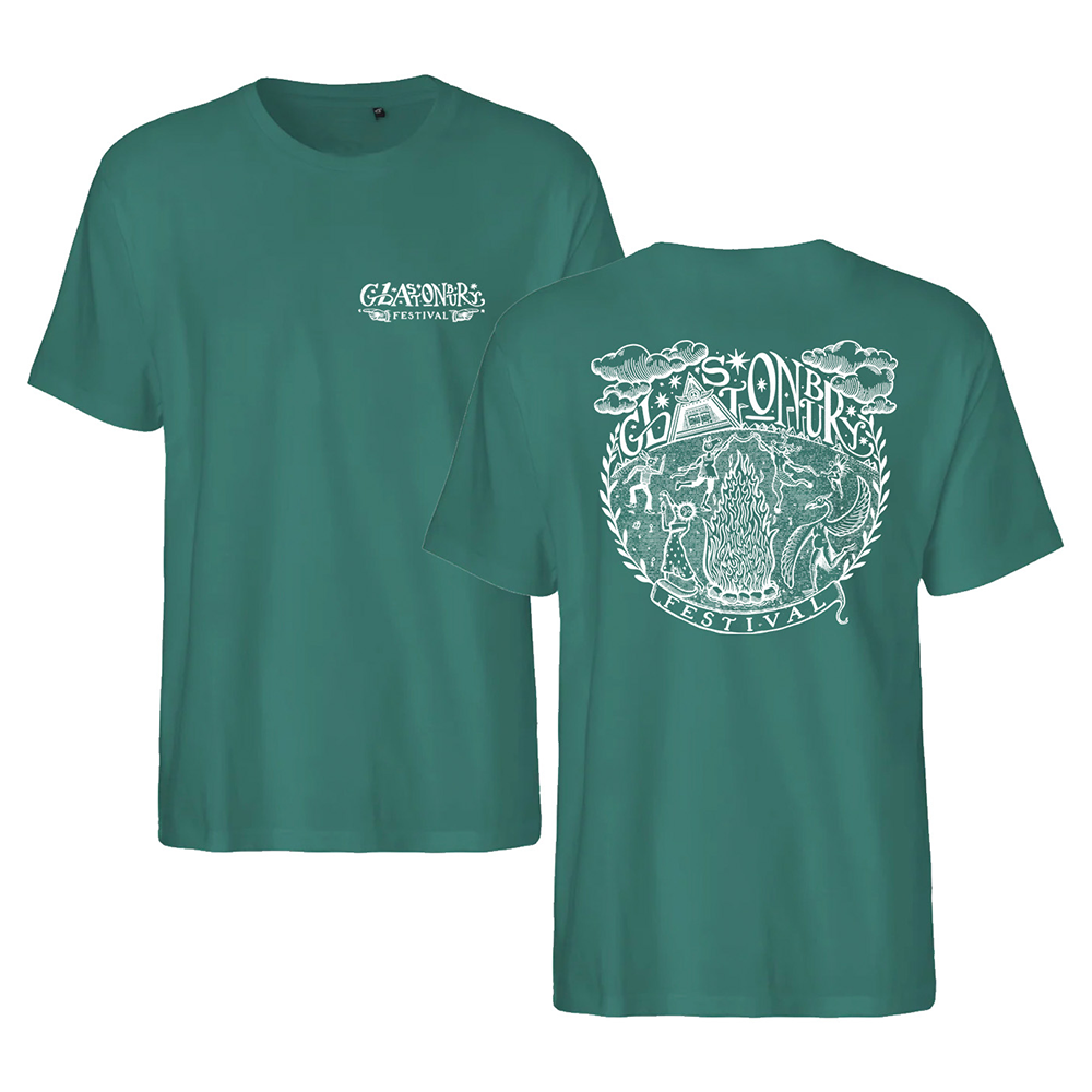 TEAL GLASTONBURY FOLK T-SHIRT (MADE WITH FAIRTRADE COTTON)