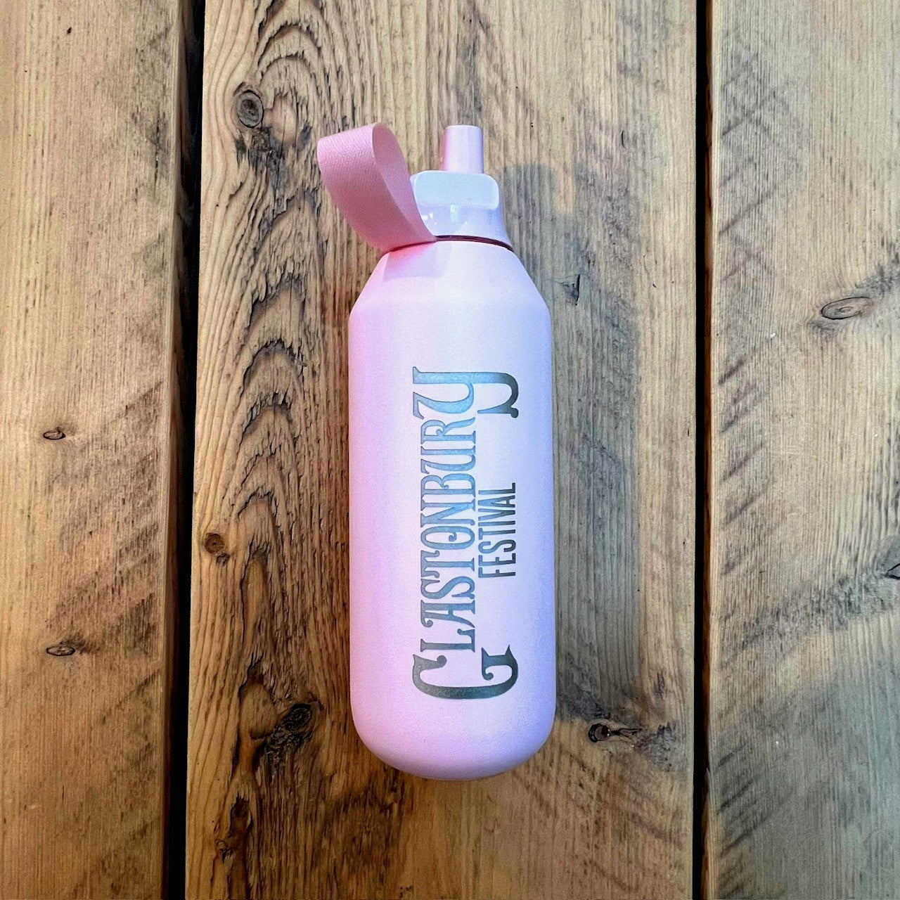 GLASTONBURY PINK FLIP LID CHILLYS BOTTLE Glastonbury Festival