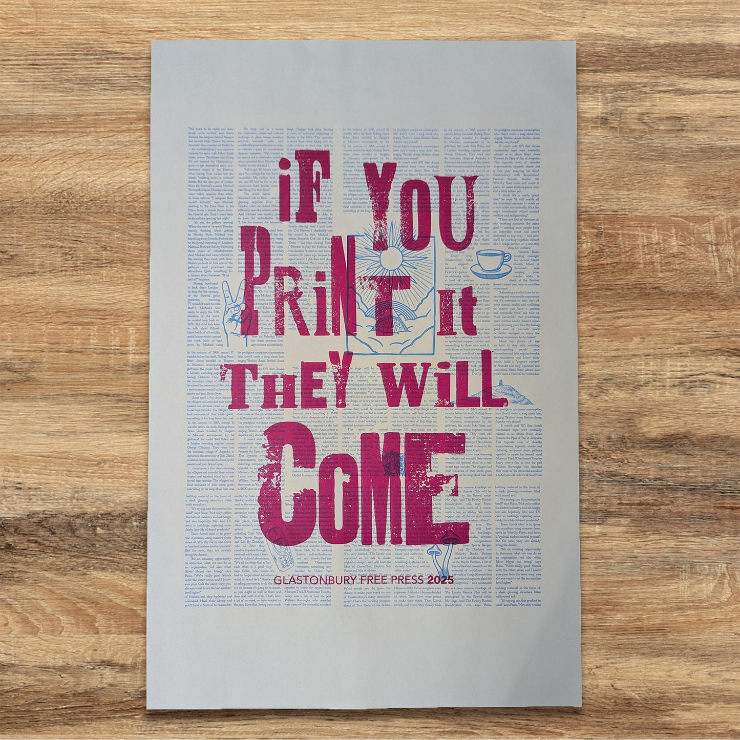 2025 IF YOU PRINT IT GLASTONBURY FREE PRESS POSTER