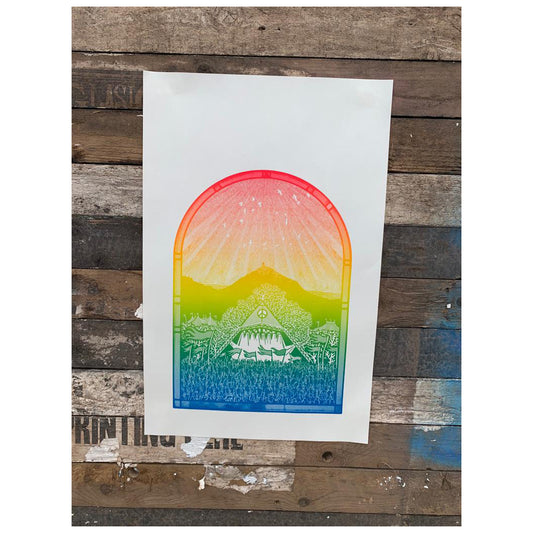 2023 GLASTONBURY FESTIVAL FREE PRESS RAINBOW STANLEY DONWOOD POSTER