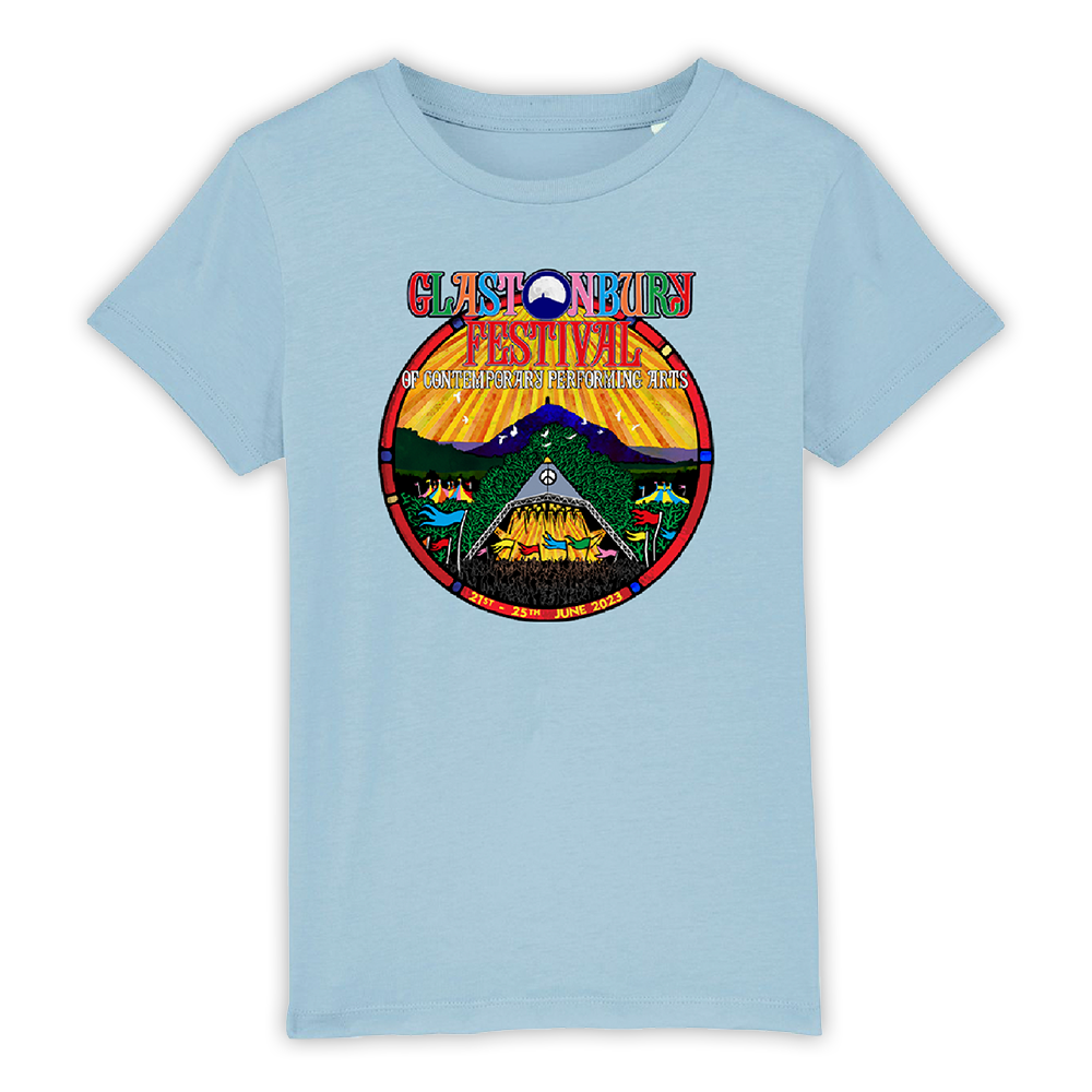 Sky Blue 2023 Official Glastonbury Festival Kids T-shirt