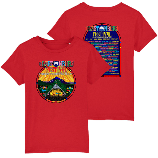 Red 2023 Official Glastonbury Festival Kids T-shirt