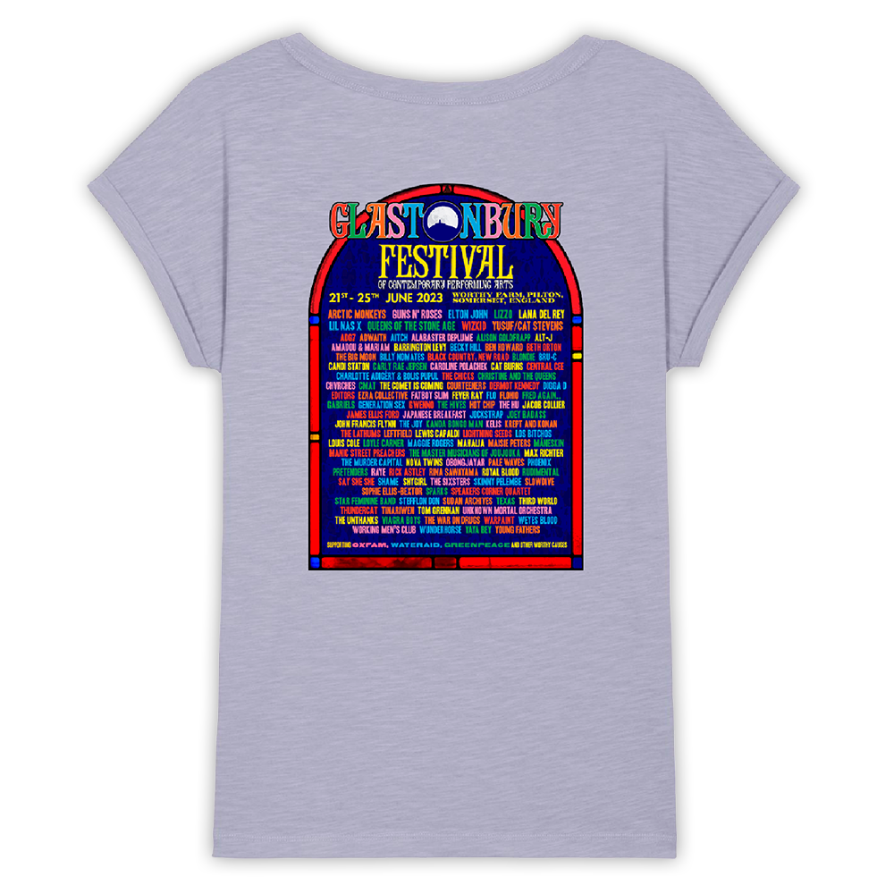 Lavender 2023 Official Glastonbury Festival Capped Sleeve T-shirt