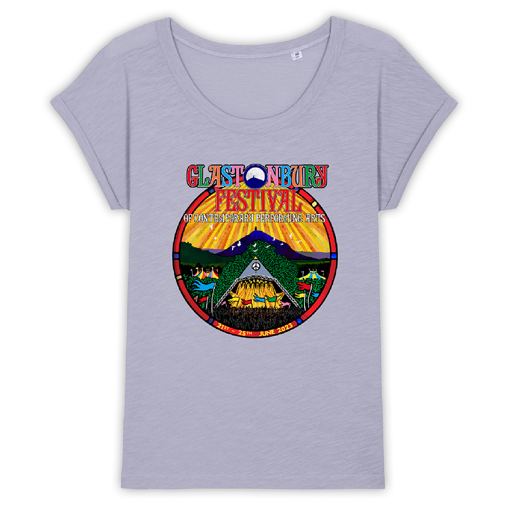 Lavender 2023 Official Glastonbury Festival Capped Sleeve T-shirt