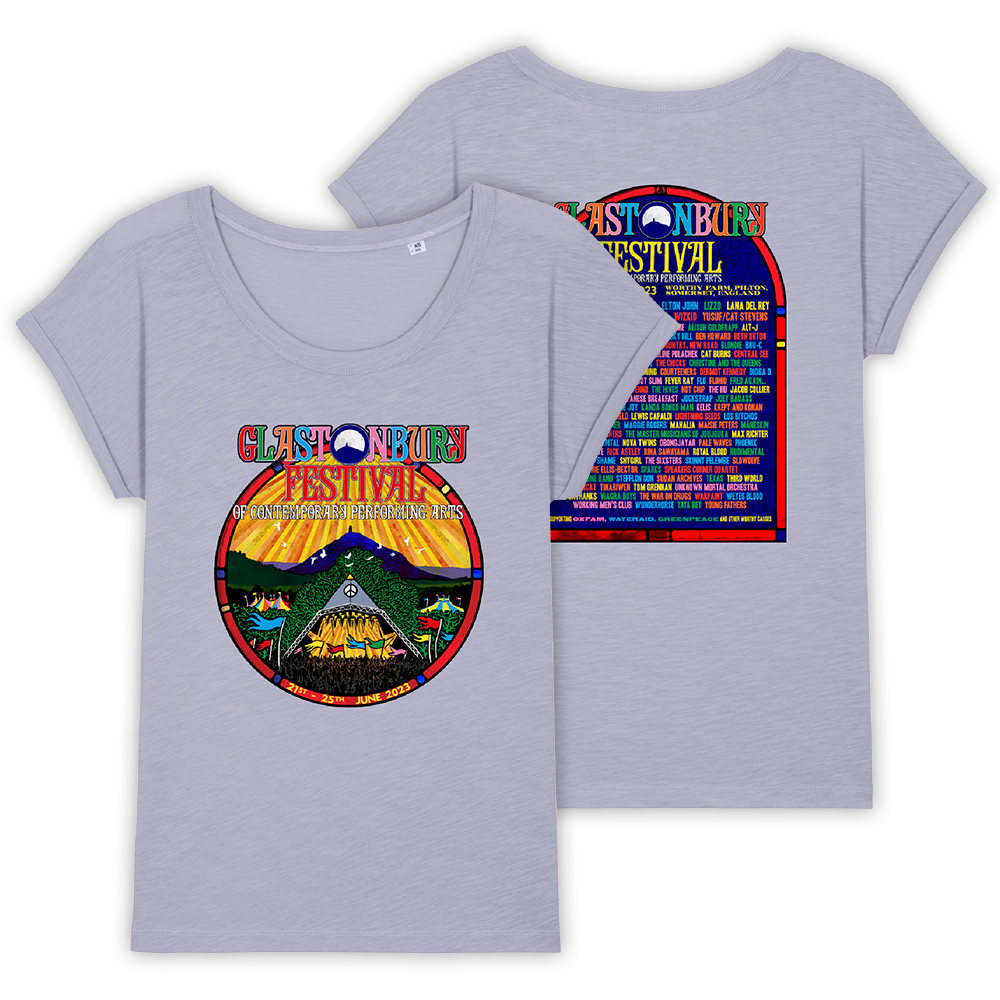 Lavender 2023 Official Glastonbury Festival Capped Sleeve T-shirt