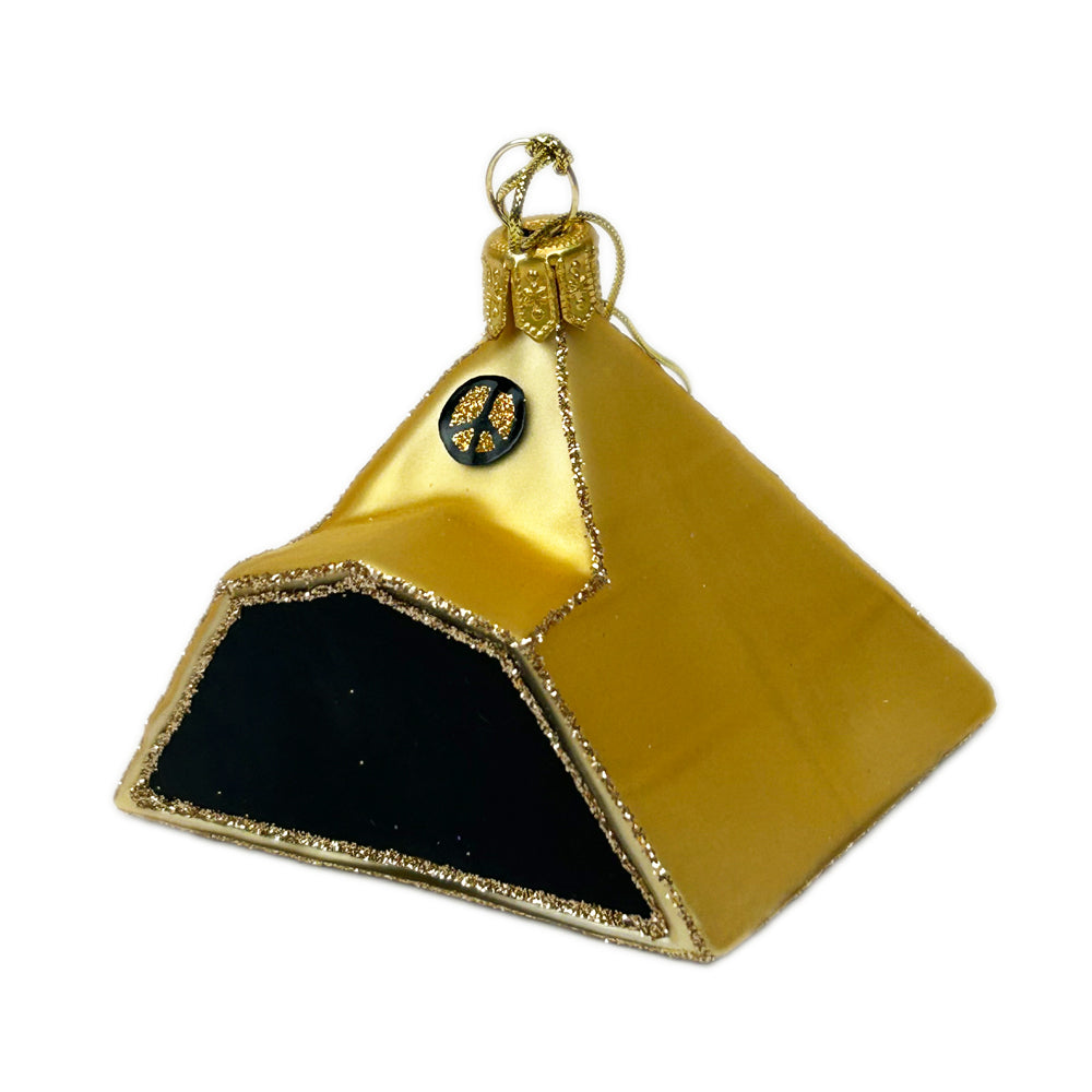 HANDMADE GOLD PYRAMID GLASS BAUBLE ORNAMENT