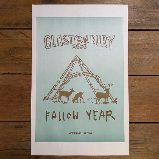 Teal and Brown 2026 Glastonbury Free Press Print