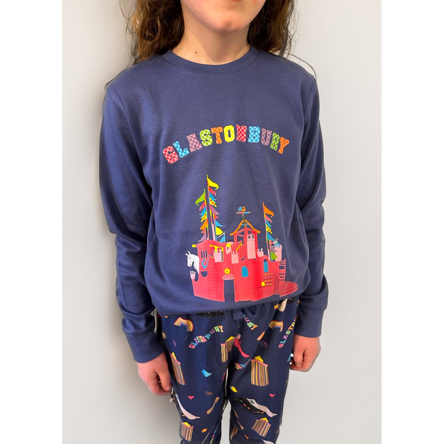 KIDS GLASTONBURY PRINT PINK CASTLE PYJAMAS (MADE WITH FAIRTRADE COTTON)