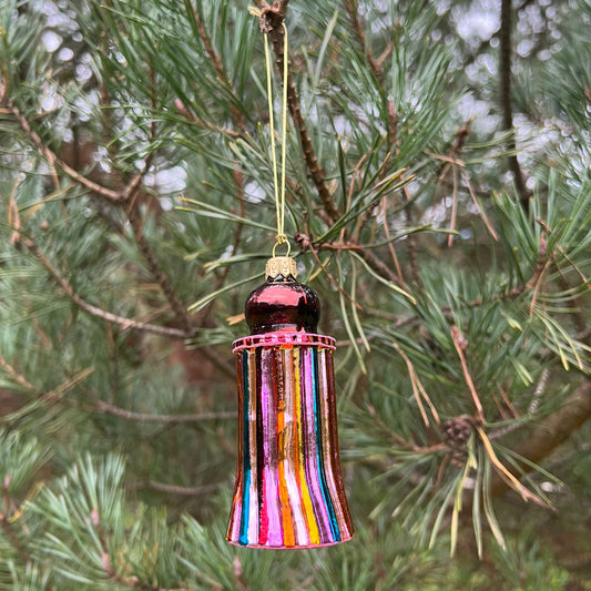 HANDMADE RIBBON TOWER GLASS BAUBLE ORNAMENT