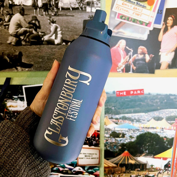GLASTONBURY BLUE FLIP LID CHILLYS BOTTLE Glastonbury Festival