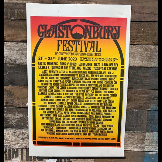 2023 GLASTONBURY FESTIVAL COLOUR FREE PRESS LINE UP POSTER