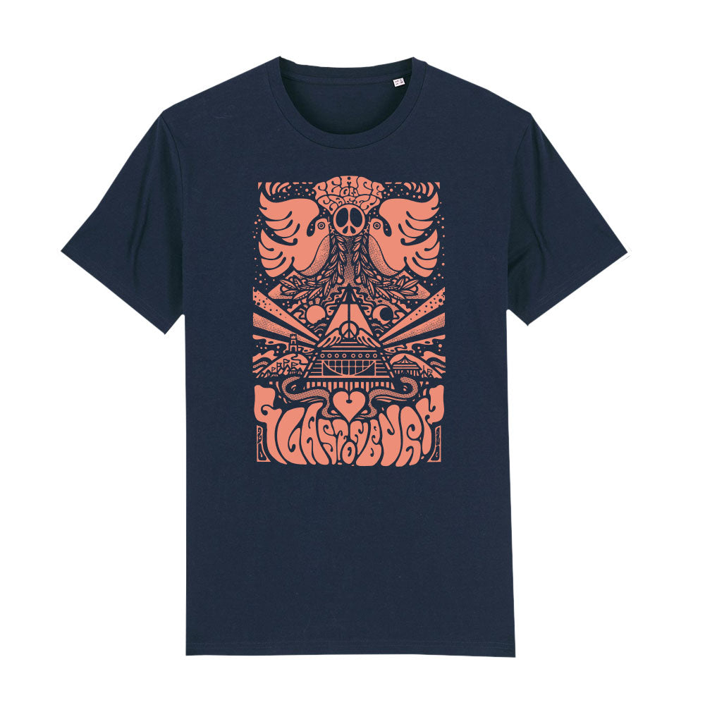 GLASTONBURY PEACE ON EARTH NAVY T-SHIRT