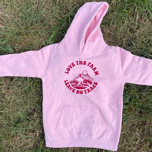 KIDS PINK LOVE THE FARM HOODIE